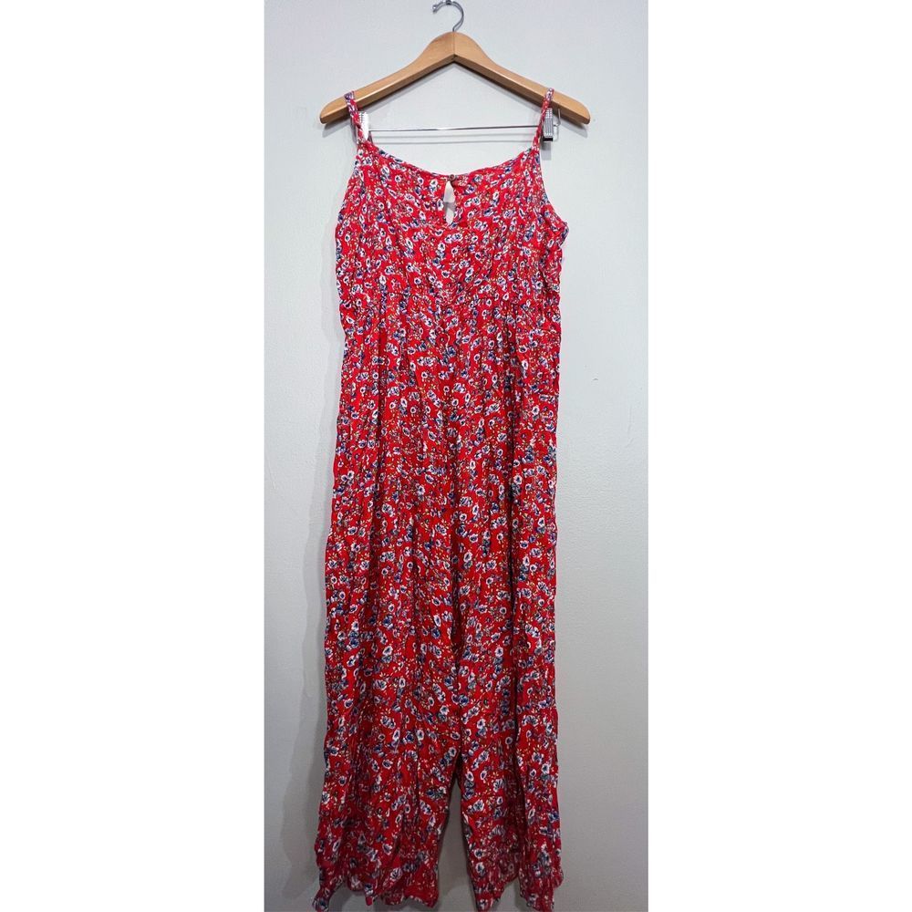 Women’s Emma & Michele One Piece Red Floral Romper Sized XL